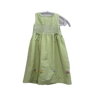 Youngland Girls Size 6 Seersucker Green White‎ Gingham Check Dress Sleeveless